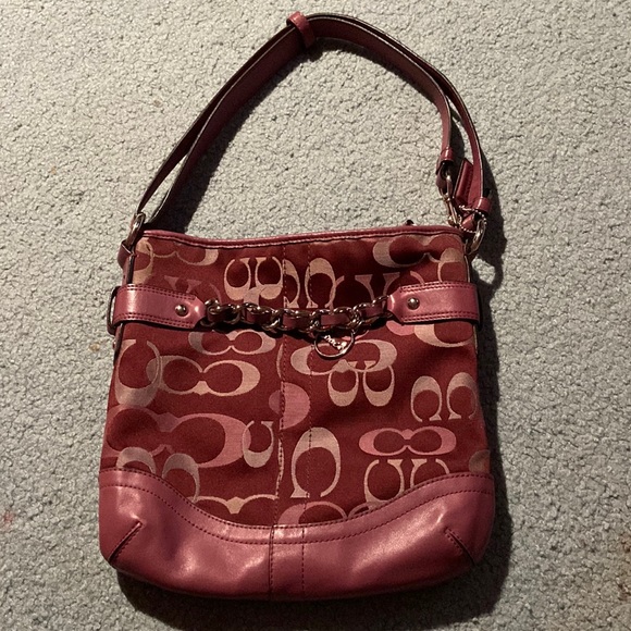 Coach Gallery Optic Signature Sateen Handbag | Pink - Picture 1 of 5